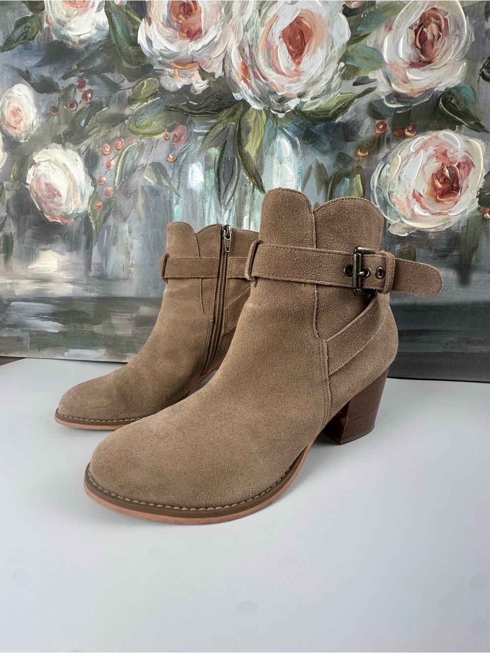 Sole Society Taupe Suede Ankle Booties | Size 7.5 🤎